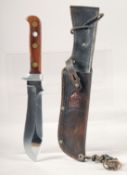 AN AUTO MESSER PUMA KNIFE, with wooden handle, 10