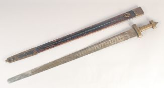 A REPLICA OF A VIKING SWORD, early 20th century, wide tapering triple fullered blunt tipped 31.5