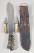 A SUPERB J.J.B. 1943 MACHETE, with fossilized wood handle, 20