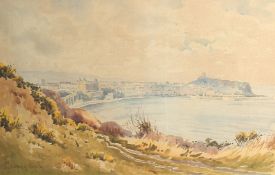 Edward. H. Simpson, 'South Bay from Cliff tops', possibly Scarborough, watercolour, signed, label