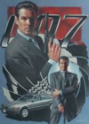 19th Century, '007, James Bond' (Pierce Brosnan), pastel/watercolour, signed and dated 2001, 20.5