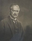 Henry Macbeth-Raeburn, a mezzotint of Neville Chamberlain MP, signed by the artist in pencil with