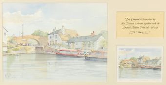 Ken. W. Burton (Late 20th Century) British, A canal scene, Foxton, Leicestershire, shown together