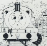 Tim Marwood (1954-2008) British, 'Thomas' No 40, 'Percy's Playtime' 1, pen drawing, framed,