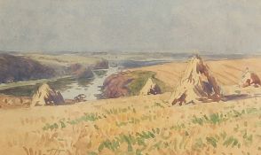 A.R. Collis, 'Last of the harvest, New Milford, watercolour, label verso, 3.5
