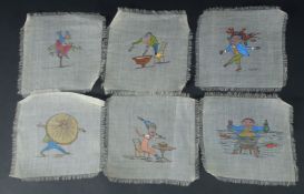 After Edward Lear, six Limerick subjects, watercolours on silk, 7