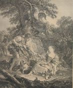 A pair of early 19th Century French prints of pastoral scenes, 19.25