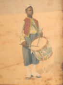 circa 1908, Study of a drummer boy, possibly over a print base, signed B'da, 9
