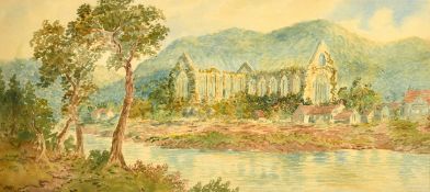 Albert Edward Ash (active 1880's) Tintern Abbey, watercolour, signed, 9.5