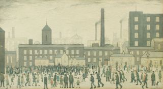 A Lowry print, after the painting, 'Outside the mill' 1928, 10.75