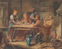 19th Century School, a gathering of merry gentleman in a tavern toasting a young lady,
