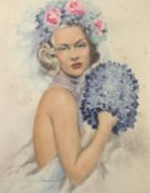 J. D. Van Laulaert, A young beauty, coloured lithograph, 23