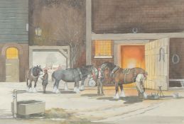 Bryan Conway (20/21st Century) British, The forge in Winter, watercolour, signed, 14.25