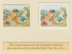 Christopher Whitford (20th Century), Teddies orienteering, an original watercolour, signed, 2.5