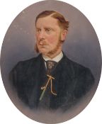 Portrait of a gentleman, wearing a dark jacket and a pocket watch, watercolour, inscription verso,