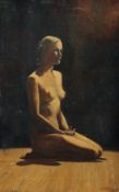 H. Wilson Wood, A study of a kneeling nude woman, 'Gretel', oil on canvas, signed, inscribed and