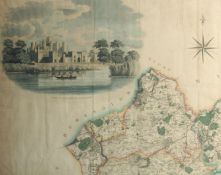 A 19th Century hand coloured map of part of Surrey, 19.75