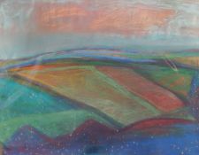 Jeff Hoare (1923-2019) British, 'Evening Landscape', pastel, titled verso, 18.75