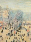 After Lesser Ury, A Parisian Street Scene, oil on board, 31.5