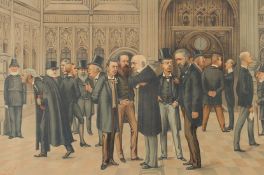 A Vanity Fair print. 'The lobby of the House of Commons 1886', 14