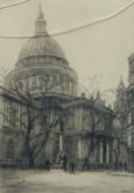 Dorothy Sweet, 'St Paul's from Cheapside', etching, inscribed and signed in pencil, 9.5