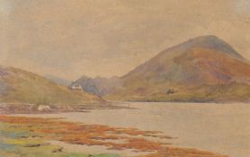 Kathleen Fryer, circa 1936, a view from Leenane, Connemara, watercolour, signed, 6.75