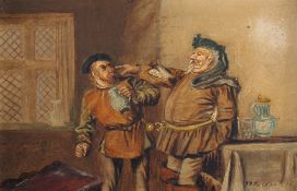 Continental School, circa 1891, two men standing in an interior, one pointing, the other holding a