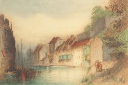 James Alphege Brewer (Early 20th Century), 'On the Sambre, Old Namur', etching, signed and inscribed