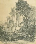 Circle of Thomas Allom (mid-19th Century) Ottoman soldiers standing in front of a classical temple