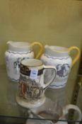 A Doulton tankard and a pair of Doulton sea shanty jugs.