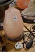 A Himalayan rock salt lamp.