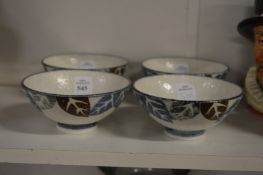 A set of four Japanese studio pottery bowls.