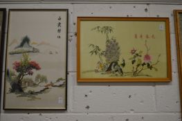 Two Chinese embroidered pictures.