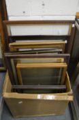 A quantity of assorted frames.