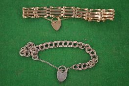 A 9 carat gold gate bracelet and another bracelet.