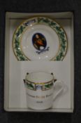 A Royal Worcester Nelson cup and saucer, boxed.