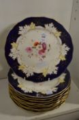 A set of ten floral decorated plates.
