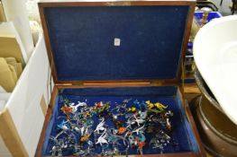 A collection of moulded glass animals and birds.