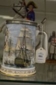 A Royal Worcester tankard depicting Nelson's victory at Trafalgar.