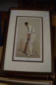 A set of four colour prints depicting cricketers.