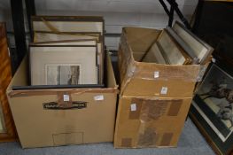 Two boxes of paintings, prints and engravings.