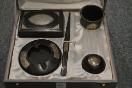 A Celtic style desk set in a fitted box.