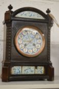 A Victorian oak case mantel clock (faults).