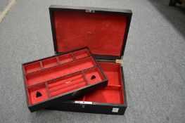 Aspinal of London, a good black leather jewellery box with fitted interior.