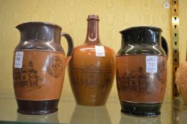 Two Royal Doulton glazed pottery jugs commemorating the Railwaymen's Convalescent Home together with