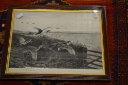 Archibald Thorburn, partridge in flight, pencil signed print together with five other paintings
