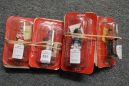 Del Prado collection, a set of eight soldiers, in perspex.