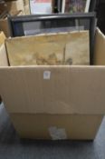 Box of paintings and prints etc.
