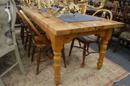 A good large heavy pine kitchen table 9' long x 2' 10
