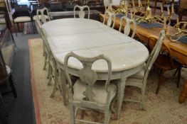 A Swedish grey painted extending dining table 7' 10